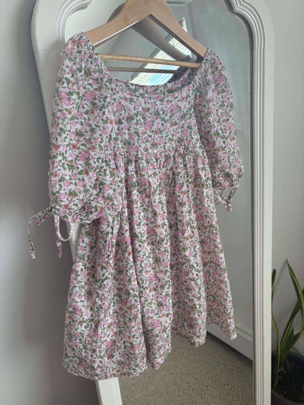 Hayden Pink and Green Floral Puff-Sleeve Dress